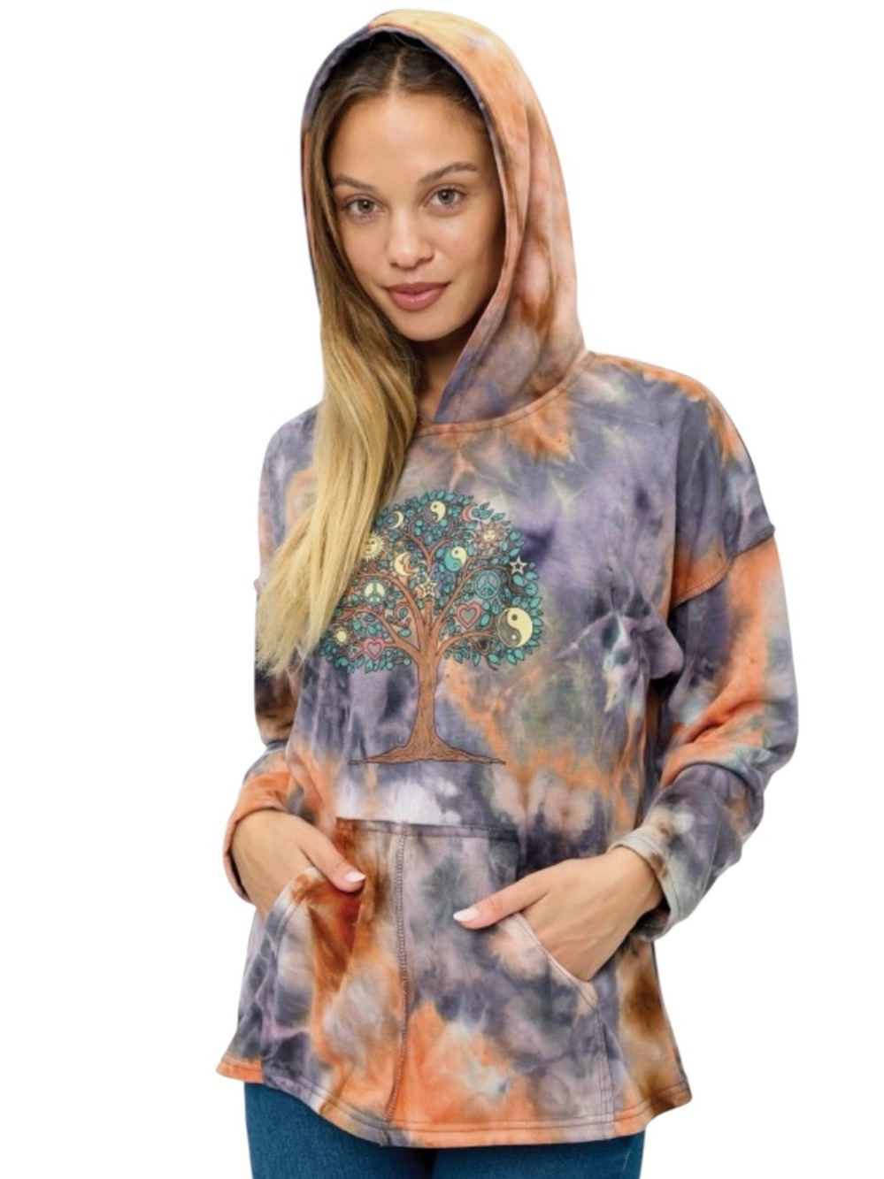 597: YAK & YETI NWT TREE OF LIFE HOODIE PULLOVER PURPLE (H18) 25680
